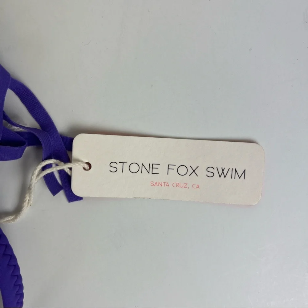 Stone Fox Swim | Harlow Fringe Triangle Bikini Top Purple | S